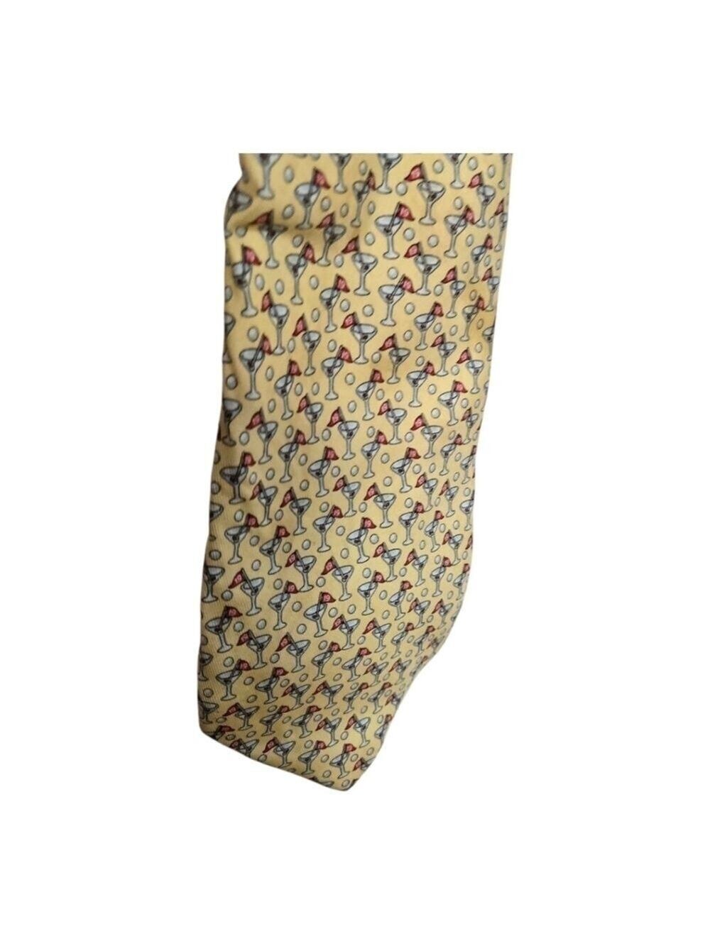 Vineyard Vines Yellow Golf Martini Silk Necktie Preppy Novelty Tie